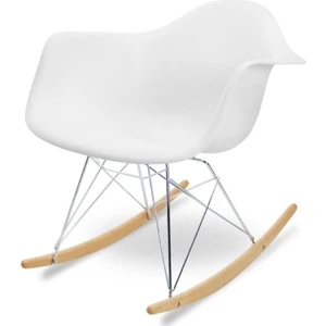 Sallanır Ahşap Ayaklı Plastik Çocuk Koltuk Beyaz