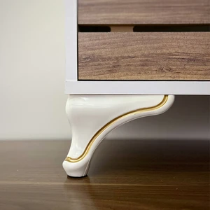 Atlas Shop Şebboy Plastik Lükens Mobilya & Koltuk Ayağı 12 cm Krem/Gold (4 Adet)