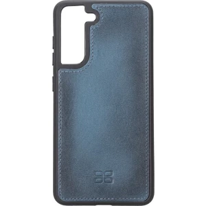 Samsung Galaxy S21 Fe Uyumlu Deri Arka Kapak BRN4EF Mavi