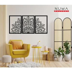Numa Concept Numa Concept lotus Çiçeği 3'lü Tablo Ahşap Mdf Siyah