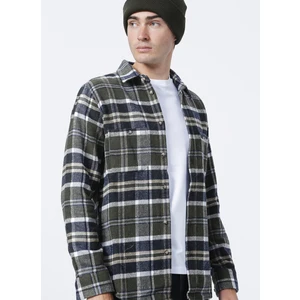 Lee Cooper 221 Lcm 2410036118  Dar Kalıp Ekose Haki Erkek Gömlek