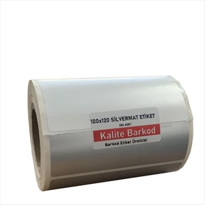 Kalite Barkod 100X120 Silvermat Etiket | Rulo Metalize Demirbaş Etiketi