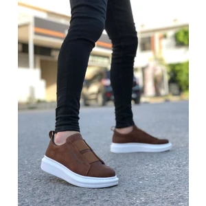 BA0307 Boa Kalın Yüksek Taban Çift Bant Taba Beyaz Erkek Ayakkabı