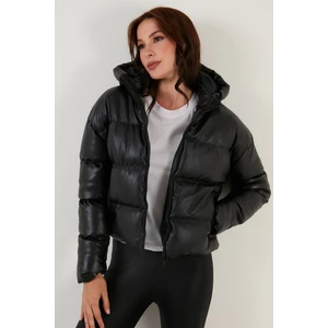 Slim Fit Fermuarlı Kapüşonlu Şişme Mont Bayan Mont 497JENNY