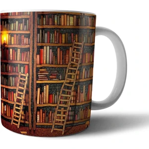 Kitap Kurdu Kütüphane Kupa Bardak Model 1