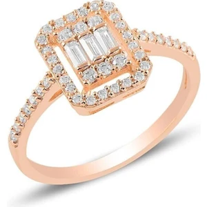 Doğan Silver Doğan Silvergümüş Rodyumlu Rose Baget Taşlı Yüzük DGN21464 