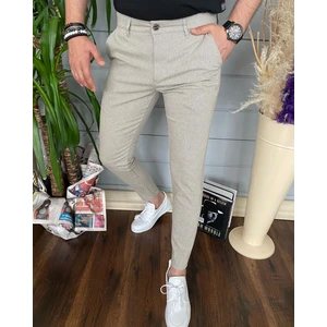 Ser Joven Erkek Slim Fit Bej Keten Pantolon