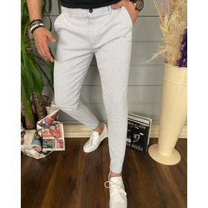 Ser Joven Erkek Slim Fit Açık Gri Keten Pantolon