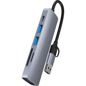 HC-13FL Macbook Uyumlu Type C & USB To 2*usb Sd / Tf Pd 5 Port Çevirici Hub Adaptör