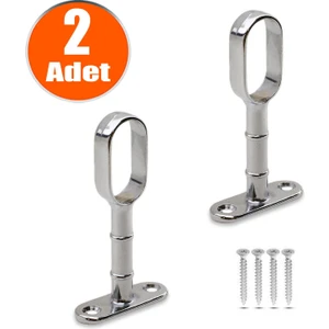 Askı Flanşı Açık Ağız Oval Dolap Elbise Askı Aparatı Boru Tutucu (2 Adet)