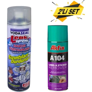 Leak Fix Su Sızdırmaz Sprey Şeffaf 396 gr +Akfix A104 Etiket Sökücü Yapışkan Sökücü Sprey 200 ml