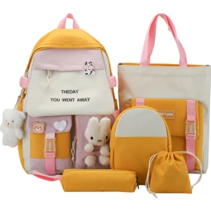 Rahat Naylon Renk Eşleştirme Sevimli Kız Büyük Kapasiteli Okul Çantası (Yurt Dışından)