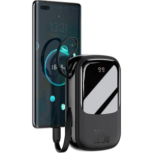 Qpow Pro Dijital Göstergeli 10000MAH 22.5W Hızlı Şarj Powerbank Type-C Kablolu PPQD020101