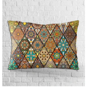Cango Home Çift Taraflı 35X50 Kahverengi Retro Etnik Desenli Özel Tasarım Yastık Kırlent Kılıfı - OTYK003-3550