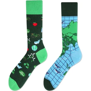 Carnaval Socks Sağlı Sollu Yeşil Dünya Desenli Renkli Çorap