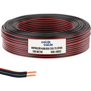 Cable Cable Hoparlör Kablosu Kordon 2x0.75 Siyah 100MT Cablecable