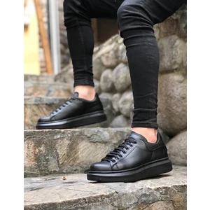 BA0547 Boa Kalın Yüksek Taban Siyah Bağcıklı Spor Erkek Ayakkabı