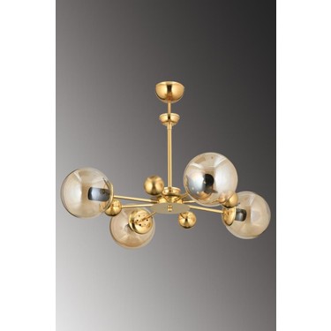 Istanbul Avize Nairobi 4'lü Gold Kasa Sarı Glop Camlı Avize Fiyatı