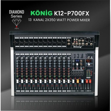 König K-12 P700 Fx 13 Kanal 2*350 Watt 99 Dsp Effectdiamond Fiyatı