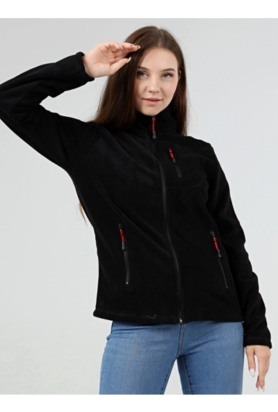 Genıus Store Kadın Polar Tam Fermuarlı Outdoor 3 Cepli Polar Ceket