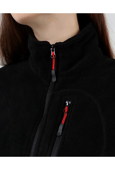 Genıus Store Kadın Polar Tam Fermuarlı Outdoor 3 Cepli Polar Ceket