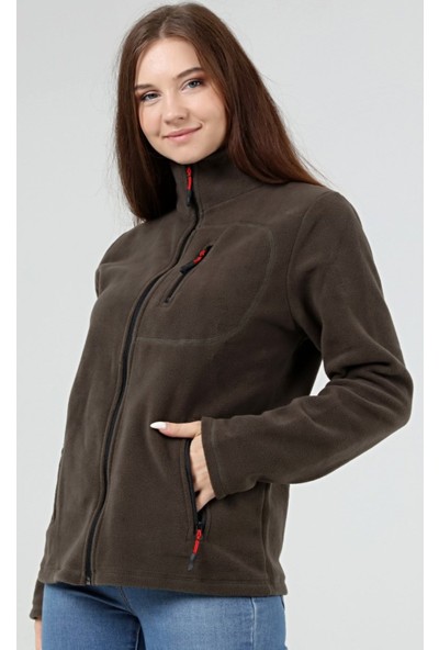 Genıus Store Kadın Polar Tam Fermuarlı Outdoor 3 Cepli Polar Ceket