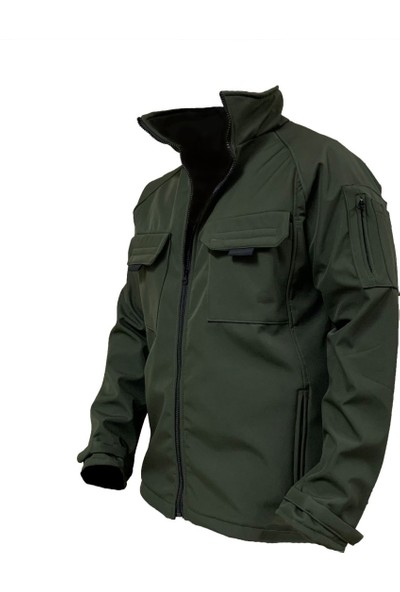 Genıus Store Erkek Spor Combat Mont Softshell Outdoor Su ve Rüzgar Geçirmez Ceket 4 Cepli