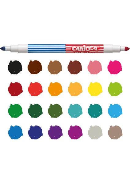 Bicolor Süper Yıkanabilir Çift Uçlu Keçeli Boya Kalemi 6’lı 12 Renk