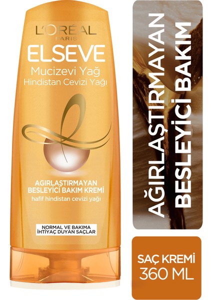 Mucizevi Hindistan Cevizi Yağı Ağırlaştırmayan Besleyici Bakım Kremi 360 ml