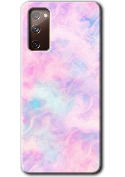 Samsung Galaxy S20 Fe Kılıf Hd Desen Baskılı Arka Kapak + Temperli Cam - Pembe-Duman