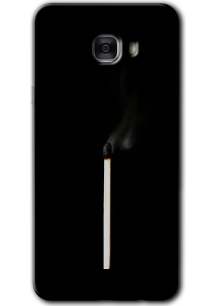 Samsung Galaxy C9 Pro Kılıf Hd Desen Baskılı Arka Kapak + Temperli Cam - Sönmüş Kibrit