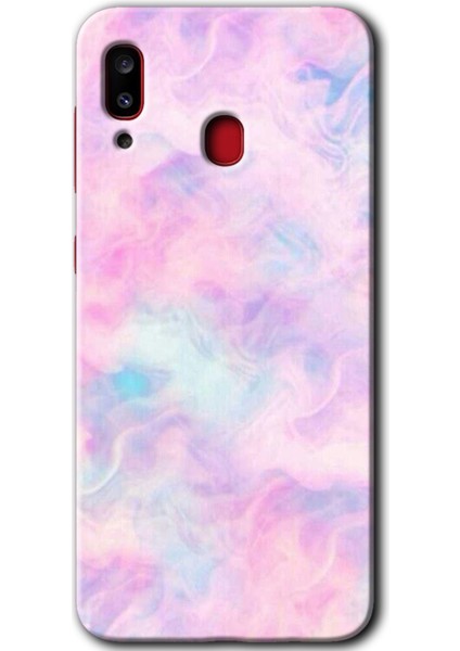 Samsung Galaxy A30 Kılıf Hd Desen Baskılı Arka Kapak + Temperli Cam - Pembe-Duman
