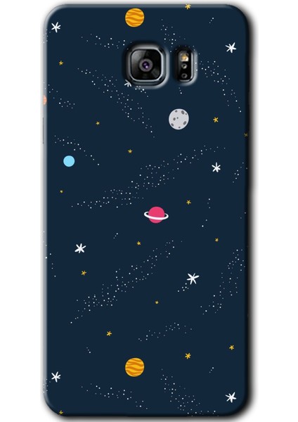 Samsung Galaxy A12 Kılıf Hd Desen Baskılı Arka Kapak + Temperli Cam - Çizim Gezegen