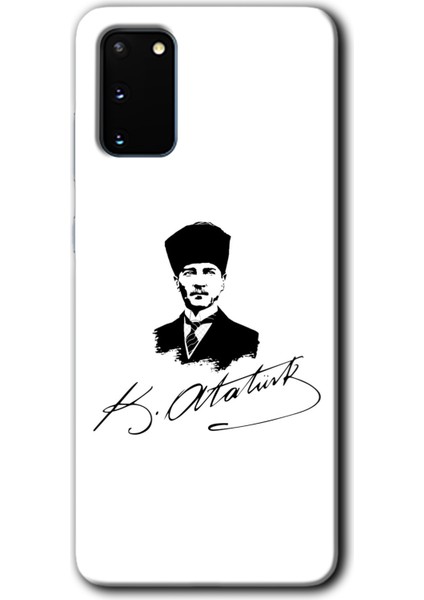 Samsung Galaxy S20 Kılıf Hd Desen Baskılı Arka Kapak + Temperli Cam - Kemal Atatürk Imza