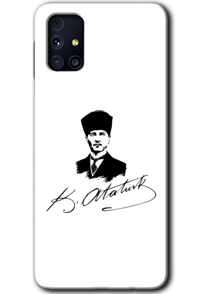 Samsung Galaxy M31S Kılıf Hd Desen Baskılı Arka Kapak + Temperli Cam - Kemal Atatürk Imza