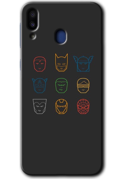 Samsung Galaxy M10S Kılıf Hd Desen Baskılı Arka Kapak + Temperli Cam - Avengers Minimalism