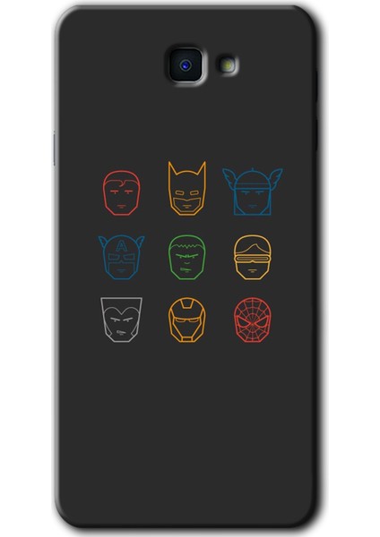 Samsung Galaxy J7 Prime Kılıf Hd Desen Baskılı Arka Kapak + Temperli Cam - Avengers Minimalism