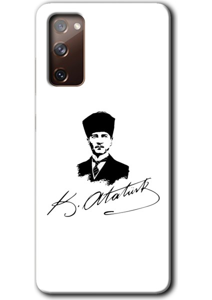 Samsung Galaxy S20 Fe Kılıf Hd Desen Baskılı Arka Kapak + Temperli Cam - Kemal Atatürk Imza