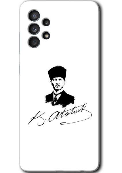Samsung Galaxy A13 Kılıf Hd Desen Baskılı Arka Kapak + Temperli Cam - Kemal Atatürk Imza