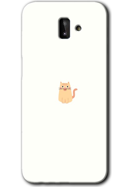 Samsung Galaxy J8 Kılıf Hd Desen Baskılı Arka Kapak + Temperli Cam - Cat Minimalism