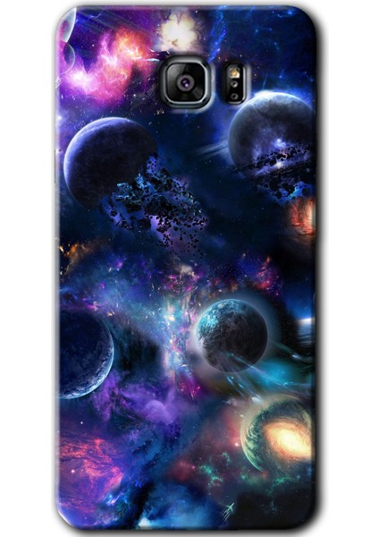 Samsung Galaxy M12 Kılıf Hd Desen Baskılı Arka Kapak + Temperli Cam - Gezegen Karışımı