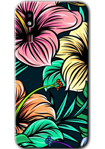 Samsung Galaxy A2 Core Kılıf Hd Desen Baskılı Arka Kapak + Temperli Cam - Çizim Çiçekler