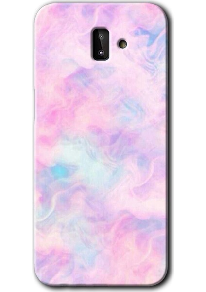 Samsung Galaxy J8 Kılıf Hd Desen Baskılı Arka Kapak + Temperli Cam - Pembe-Duman