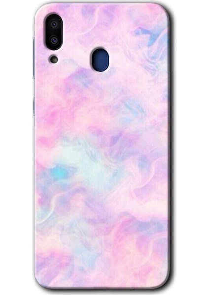 Samsung Galaxy M20 Kılıf Hd Desen Baskılı Arka Kapak + Temperli Cam - Pembe-Duman