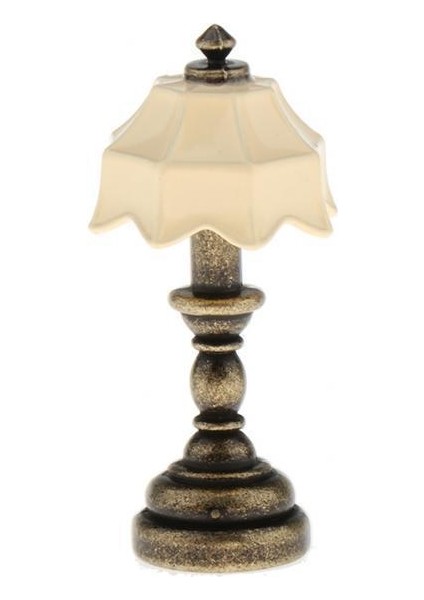 8x1/12 Dollhouse Minyatür Masa Masası Lamba Bronz Sütun Bej Abajur 8 Adet (Yurt Dışından)
