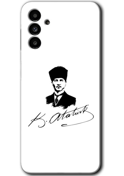 Samsung Galaxy A13 5g Kılıf Hd Desen Baskılı Arka Kapak + Temperli Cam - Kemal Atatürk Imza