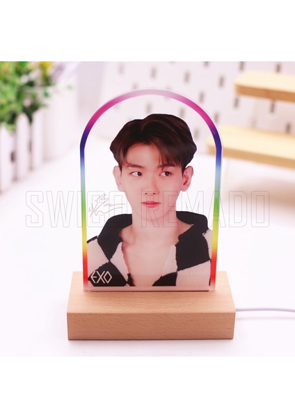 Kpop Exo Baek Hyun LED Akrilik Gece Lambası - Kahverengi (Yurt Dışından)