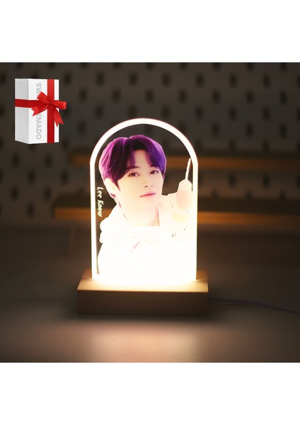 Kpop Stray Kids Lee Know LED Akrilik Gece Lambası - Kahverengi (Yurt Dışından)