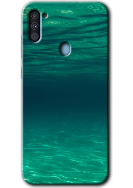 Samsung Galaxy M11 Kılıf Hd Desen Baskılı Arka Kapak + Temperli Cam - Derin Deniz