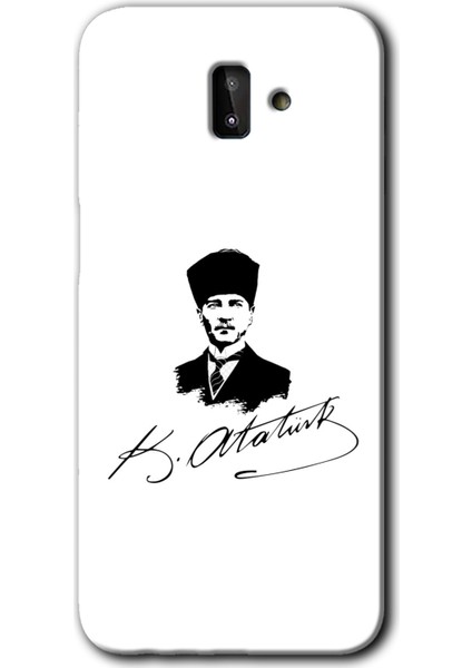 Samsung Galaxy J8 Kılıf Hd Desen Baskılı Arka Kapak + Temperli Cam - Kemal Atatürk Imza